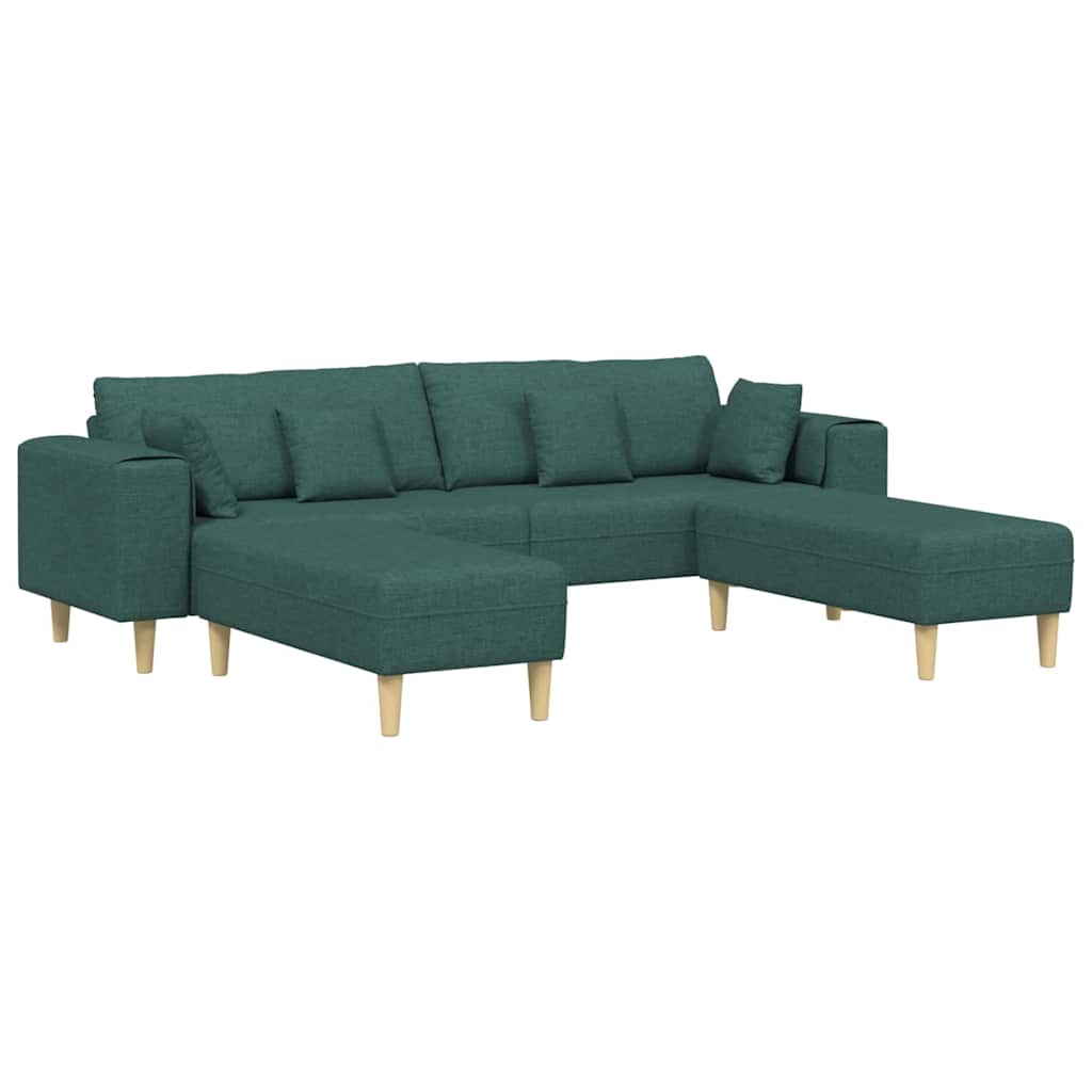 Szövet kanapé párnával 3 pcs sötétzöld 208 cm szövet