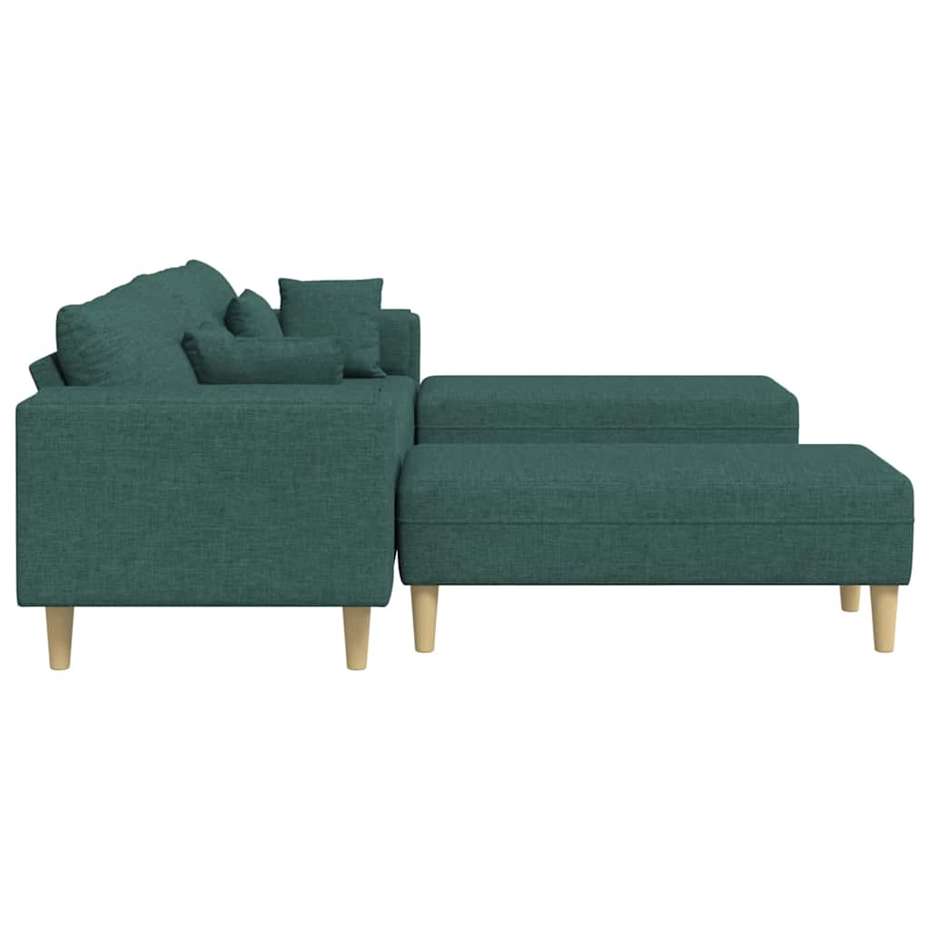 Szövet kanapé párnával 3 pcs sötétzöld 208 cm szövet