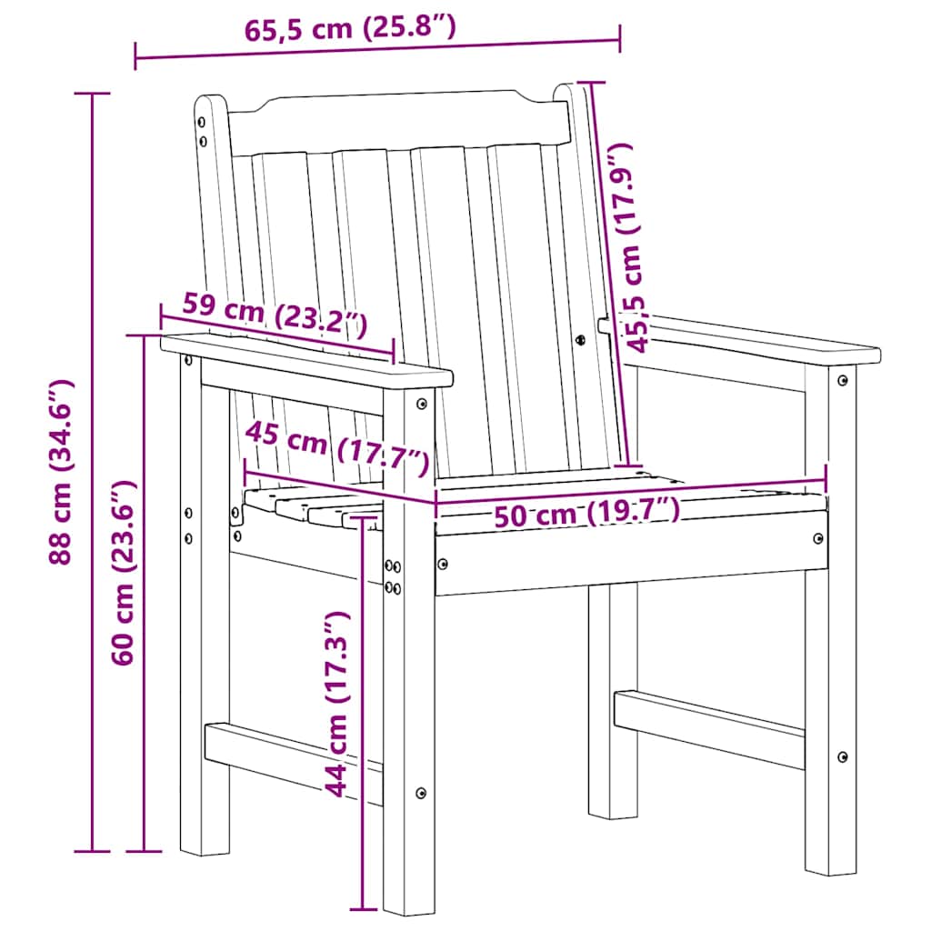 Kerti szék 6 pcs fehér 65.5 x 59 x 88 cm polietilén