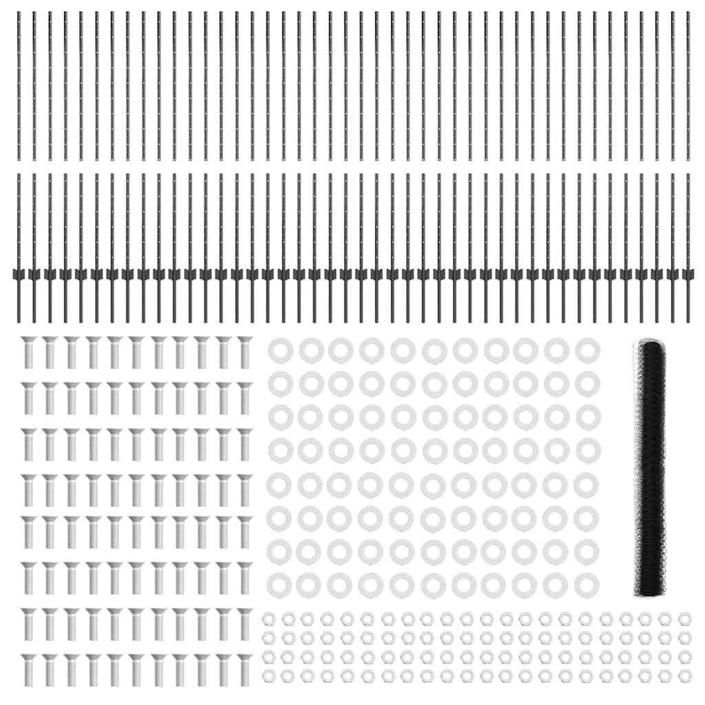 Kerítés oszlopokkal szürke 1,4 x 100 m acél és pvc