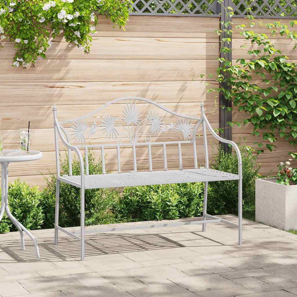 Kerti pad antik fehér 104 x 52,5 x 89 cm acél