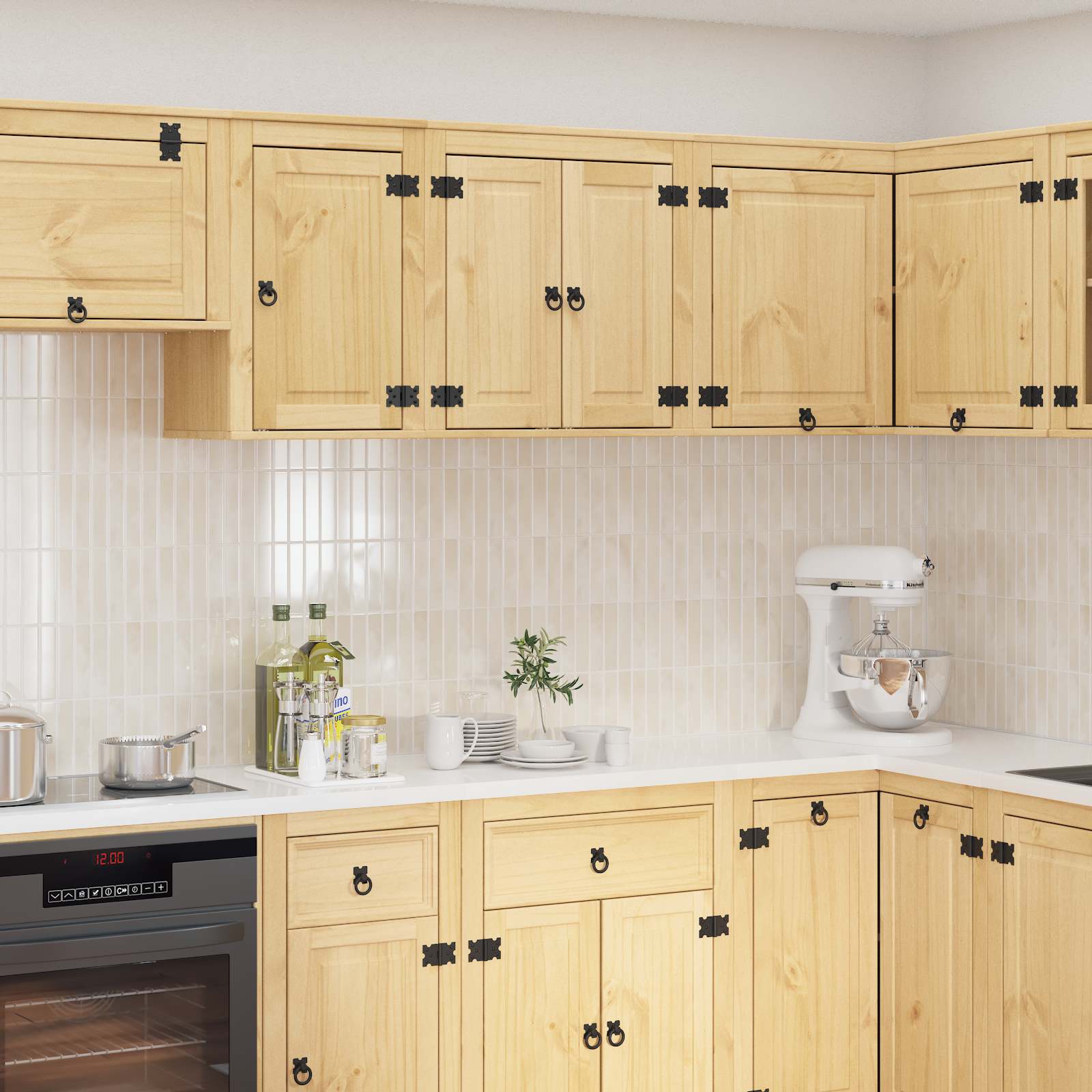 Cabinet polcokkal tárolóval méz 60 x 32 x 40 cm tömör fenyőfa