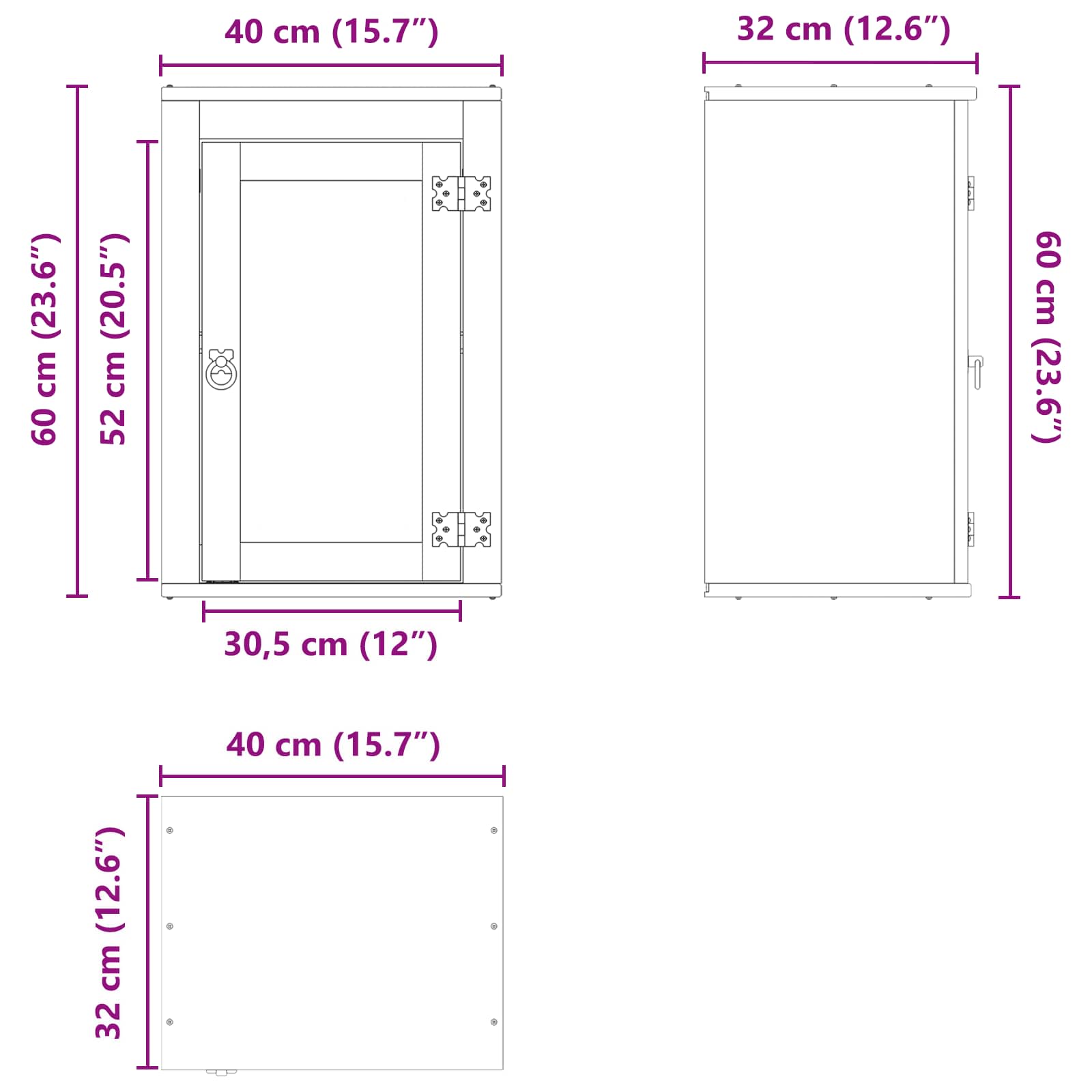 Cabinet polcokkal tárolóval méz 60 x 32 x 40 cm tömör fenyőfa