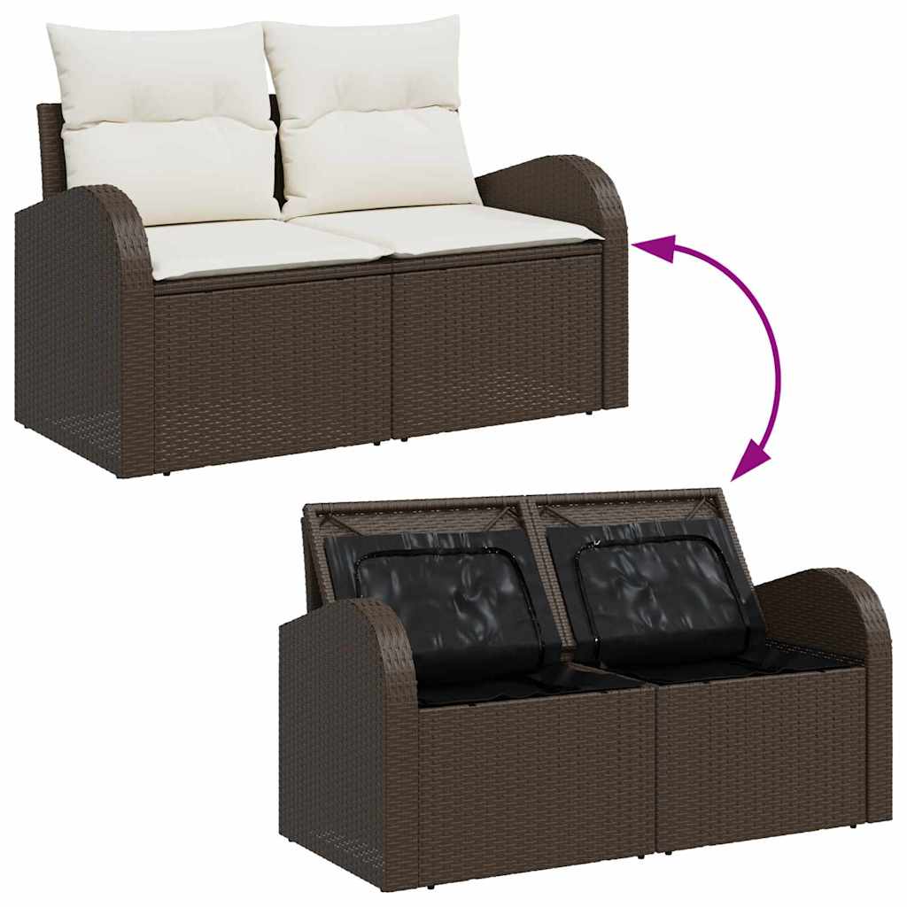 Kerti kanapé párnával barna 124 x 62 x 69 cm polirattan