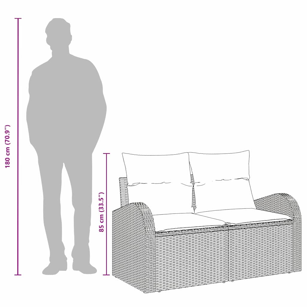 Kerti kanapé párnával barna 124 x 62 x 69 cm polirattan