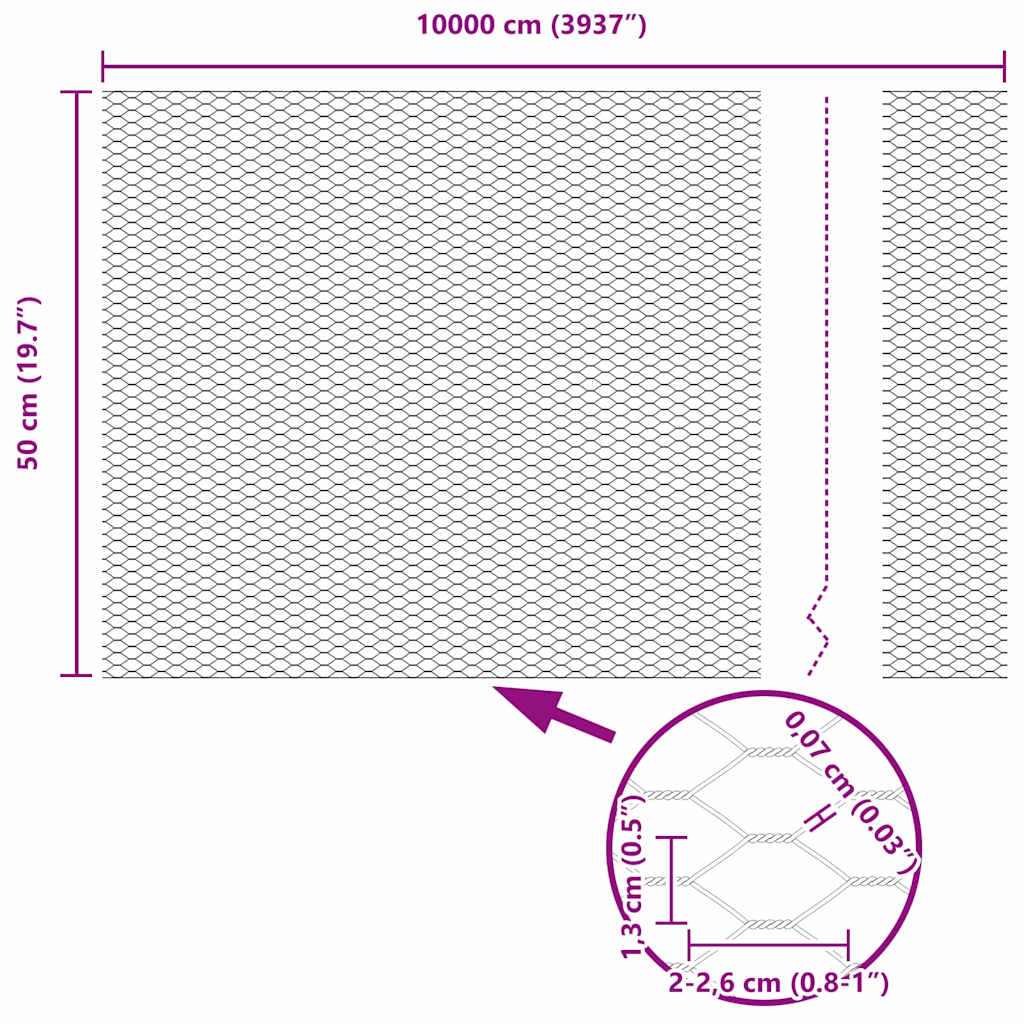 Hexagon kerítés szürke 0,5 x 100 m pvc