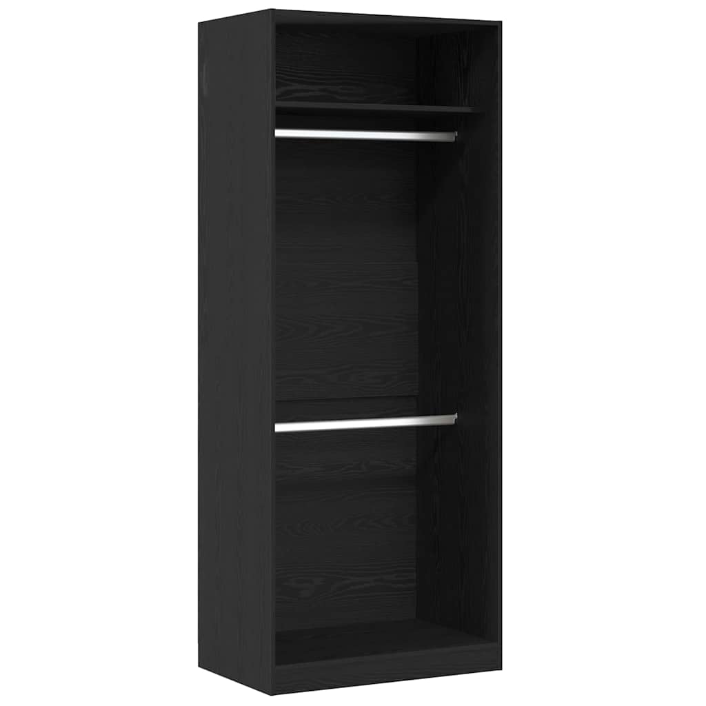 Ruhásszekrény polcokkal fekete tölgy 80 x 50 x 200 cm faanyag