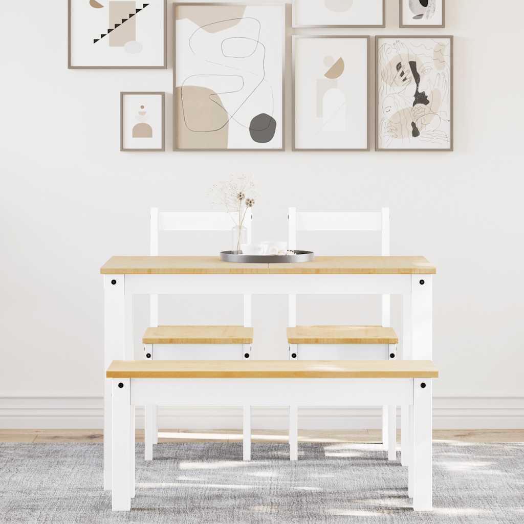 Panama 4 részes fehér tömör fenyőfa étkezőgarnitúra