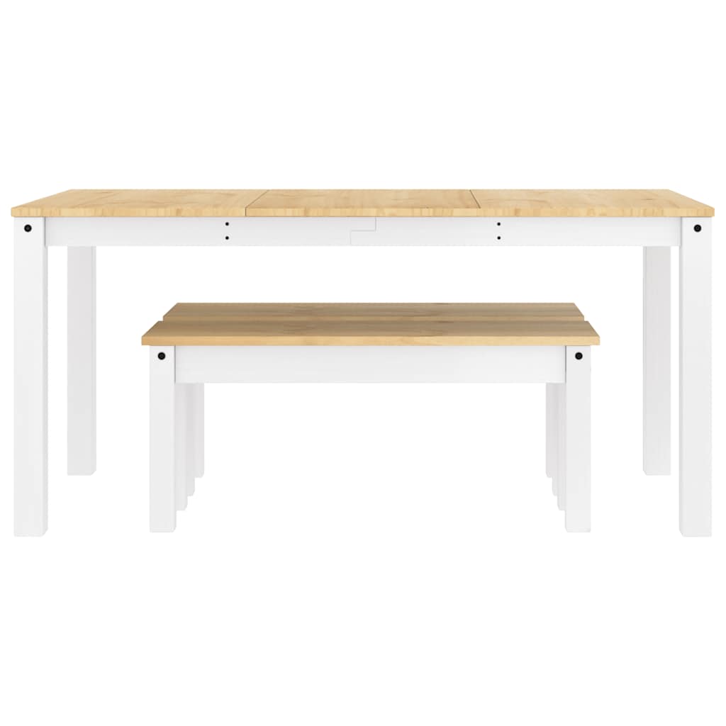 Panama 3 részes fehér tömör fenyőfa étkezőgarnitúra