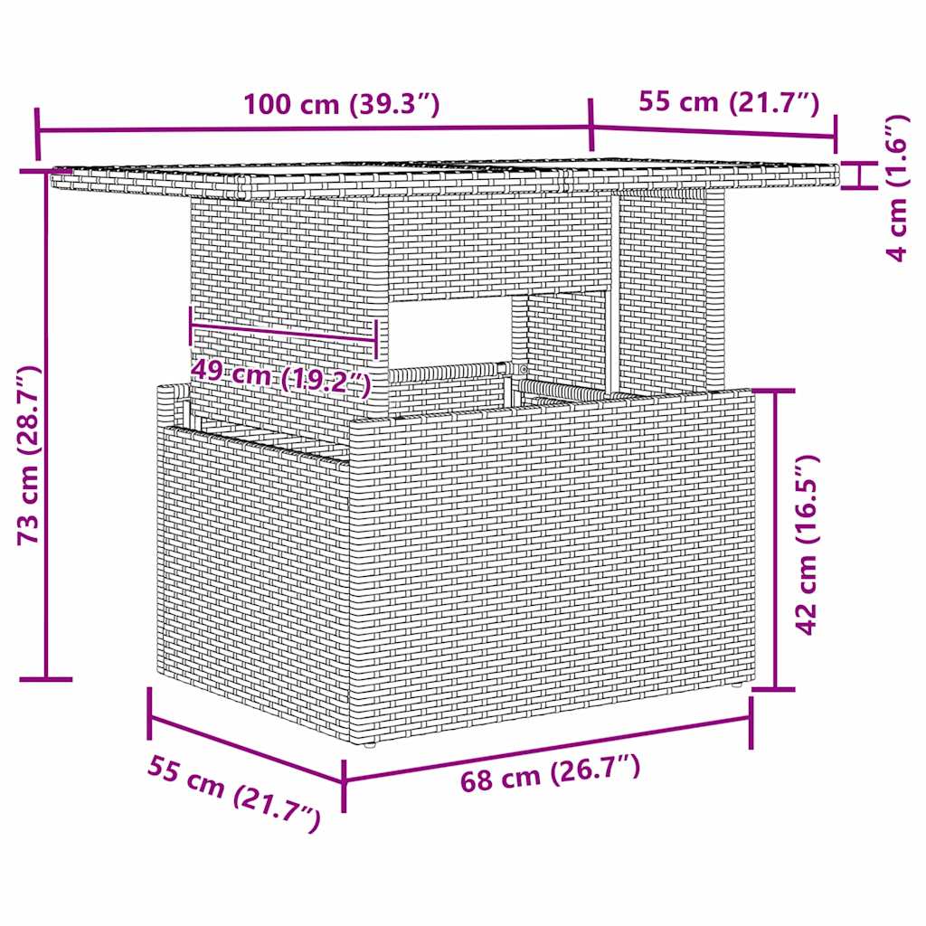 Kerti kanapé szett párnával 9 pcs világosszürke poli rattan