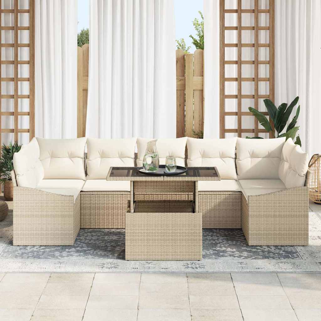 Kerti kanapé szett 8 pcs bézs és krémszínű 100 x 55 x 73 cm Kerti kanapé szett 8 pcs bézs és krémszínű 100 x 55 x 73 cm
