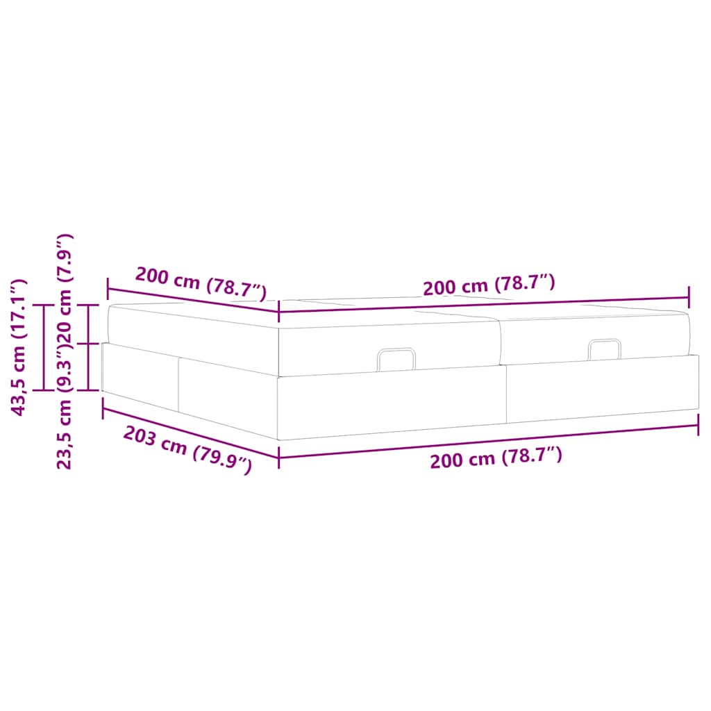 Ágykeret egyéb sötétszürke 200 x 200 cm bársony