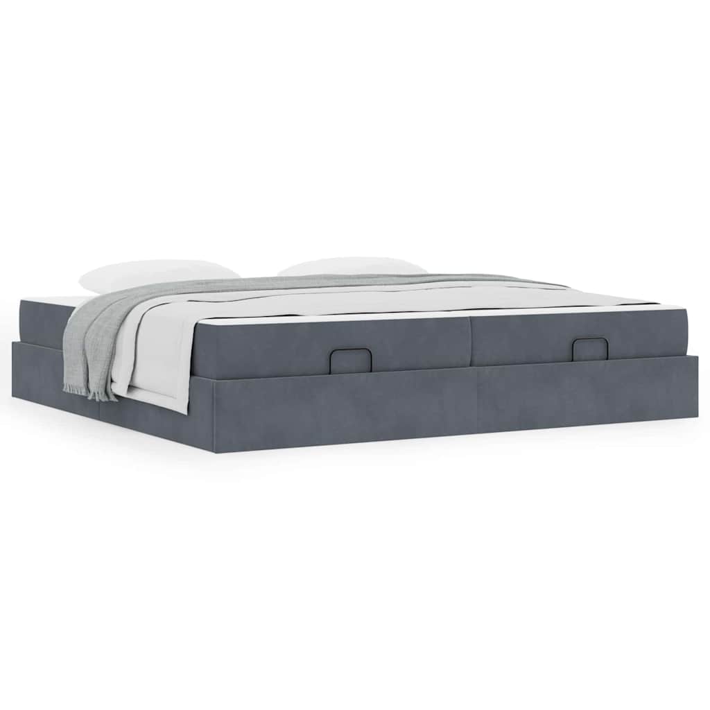 Ágykeret egyéb sötétszürke 200 x 200 cm bársony