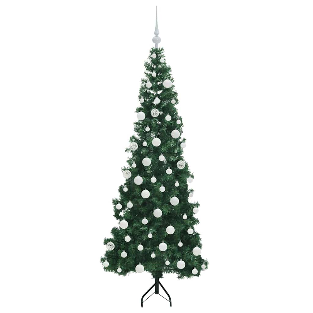 Sarok műkarácsonyfa 300 led-del zöld 180 cm pvc és fém