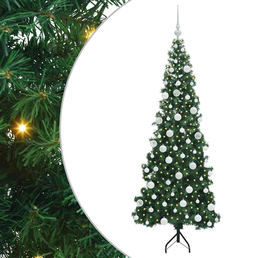 Sarok műkarácsonyfa 300 led-del zöld 180 cm pvc és fém
