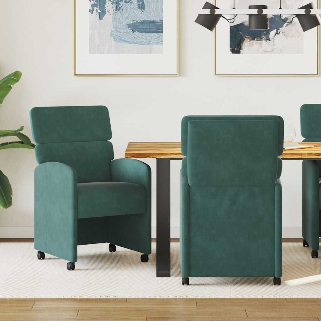 Étkező székek 2 pcs sötétzöld 58 x 65 x 98 cm bársony