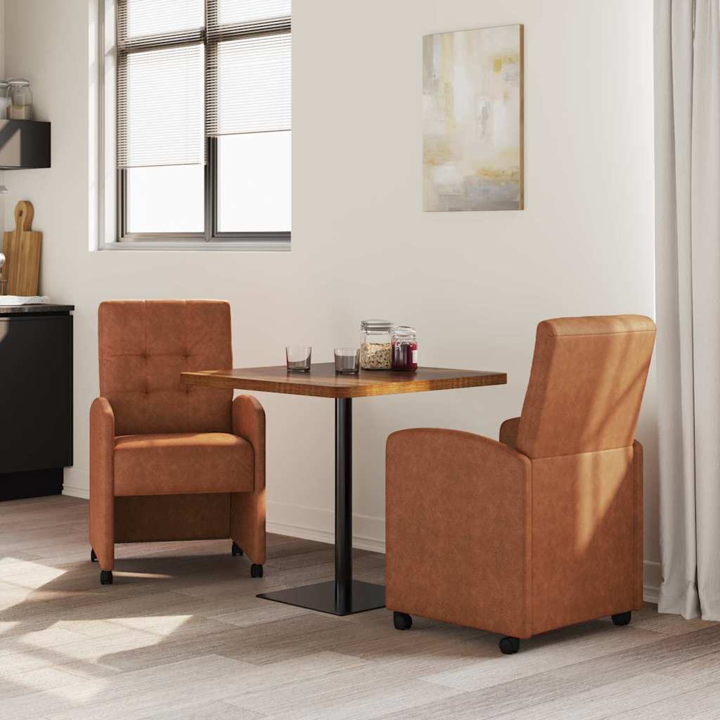 Kerekes étkező székek 2 pcs barna 58 x 67 x 97 cm műbőr