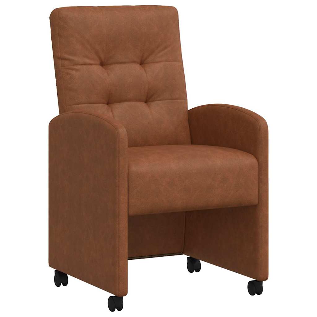 Kerekes étkező székek 2 pcs barna 58 x 67 x 97 cm műbőr