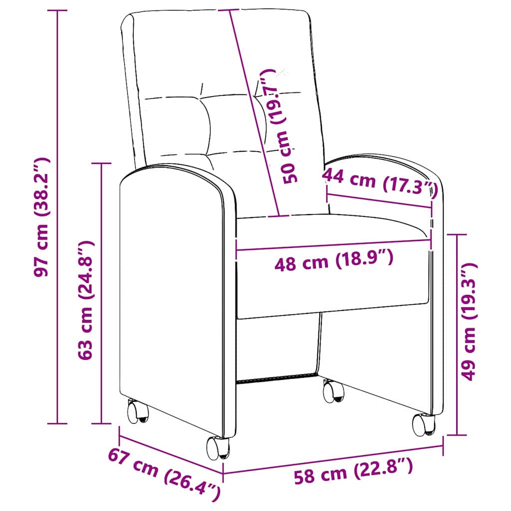 Kerekes étkező székek 2 pcs barna 58 x 67 x 97 cm műbőr