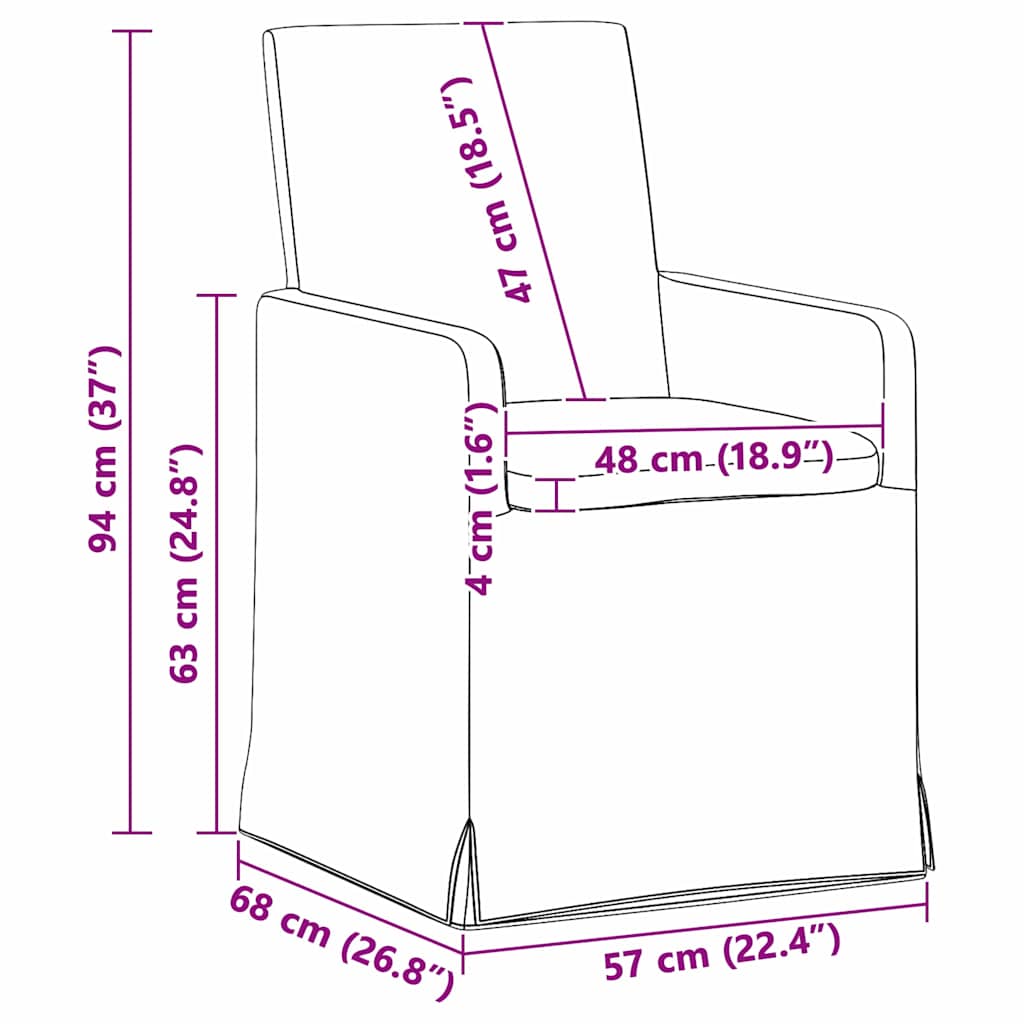 Étkező székek 2 pcs krém 57 x 67 x 95 cm szövet