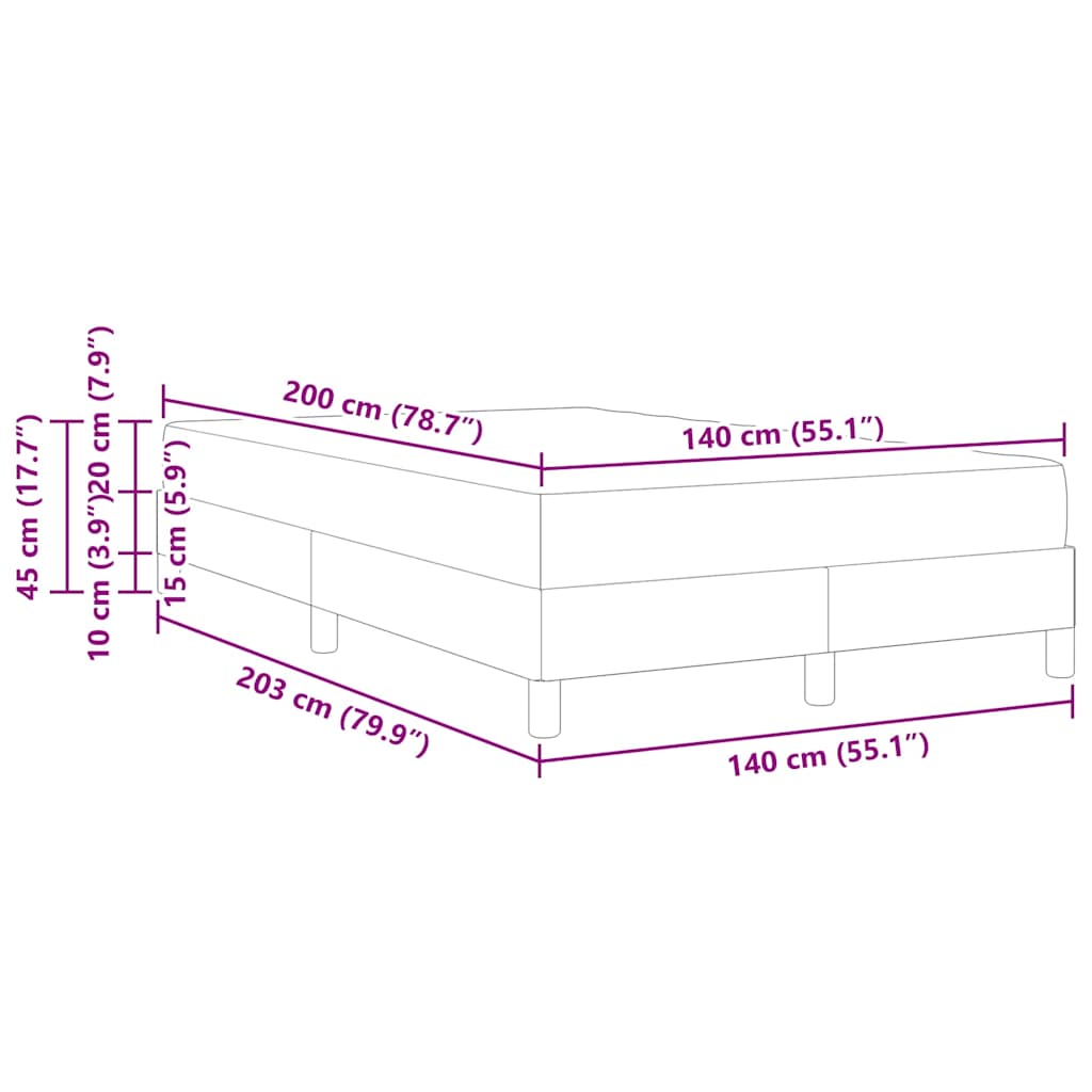 Boxrugós ágy taupe, barna 140 x 200 cm szövet, mérnöki fa