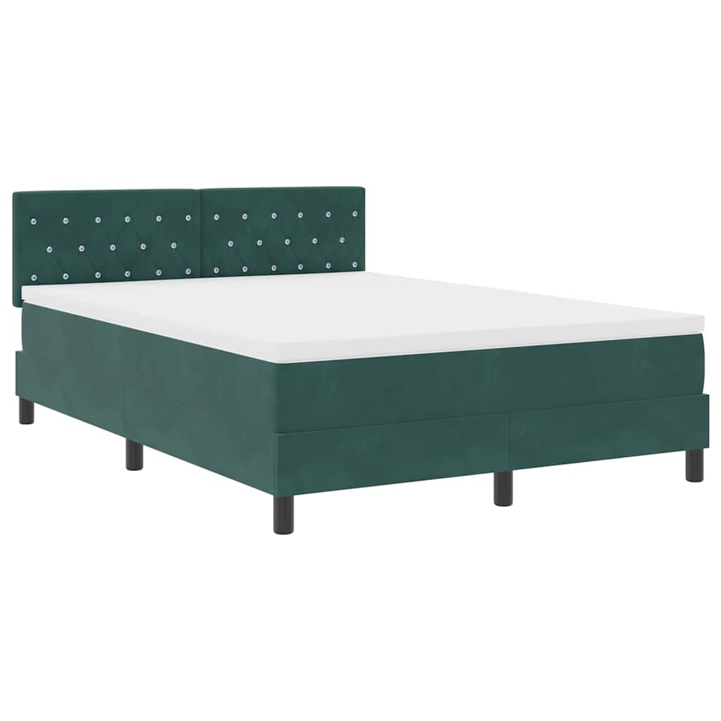 Led box spring ágy matracmal sötétzöld 160 x 200 cm bársony