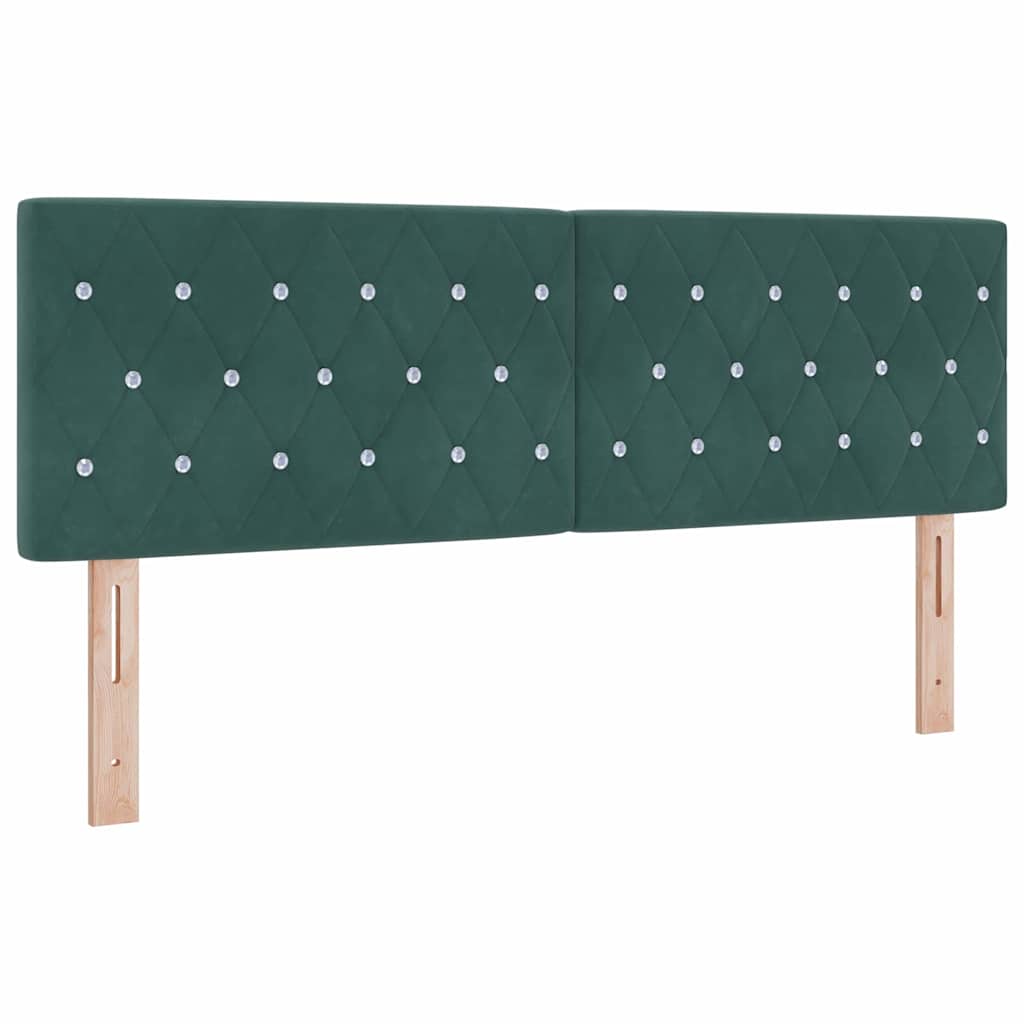 Led box spring ágy matracmal sötétzöld 160 x 200 cm bársony