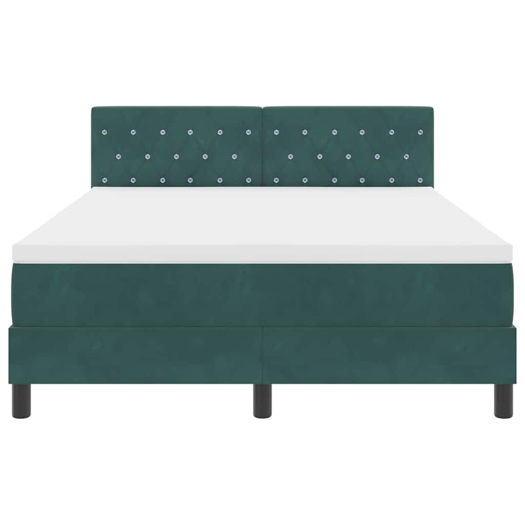 Led box spring ágy matracmal sötétzöld 160 x 200 cm bársony