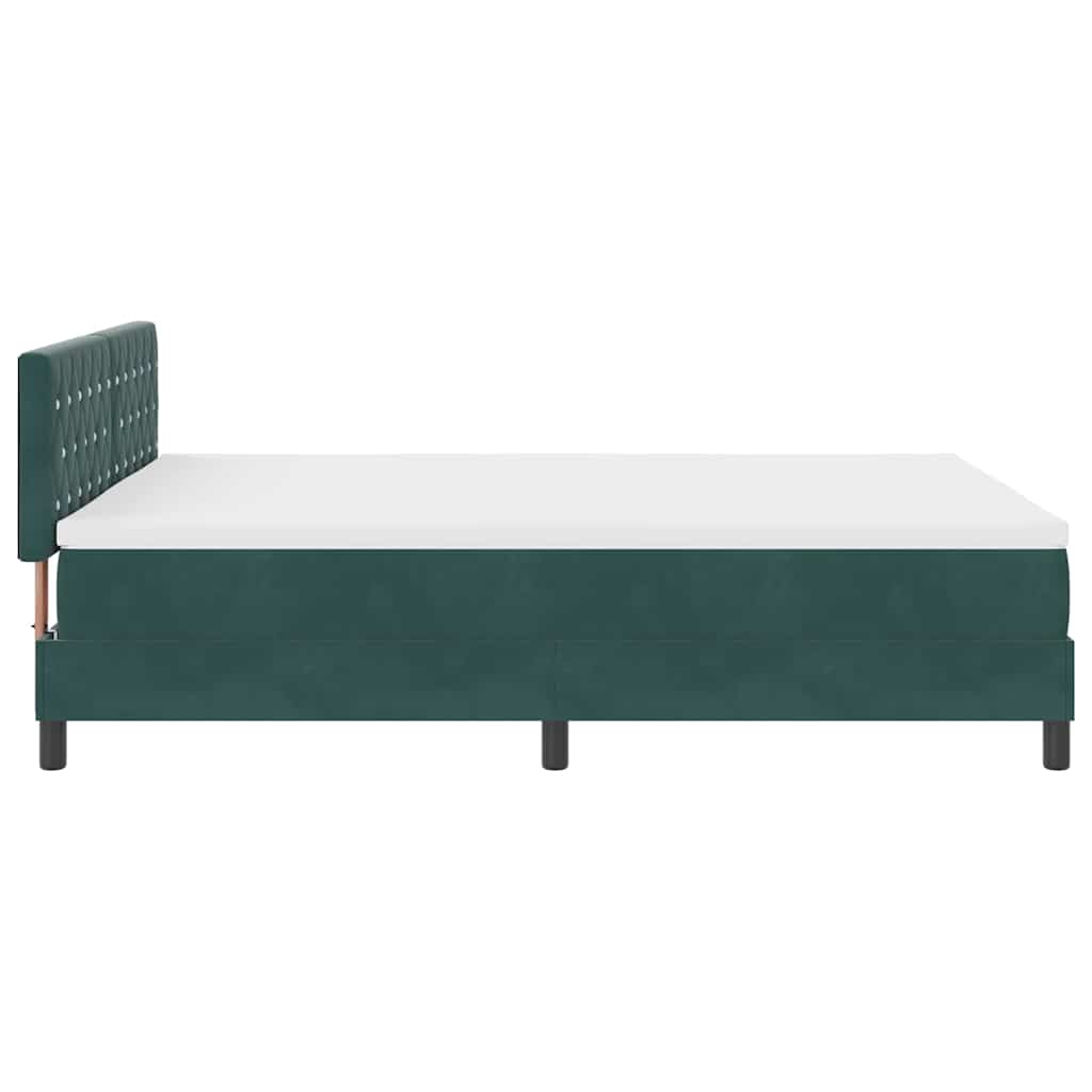 Led box spring ágy matracmal sötétzöld 160 x 200 cm bársony