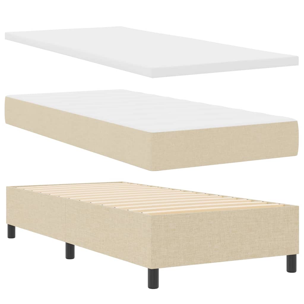 Boxrugós ágy led szalagokkal krém 90 x 190 cm szövet