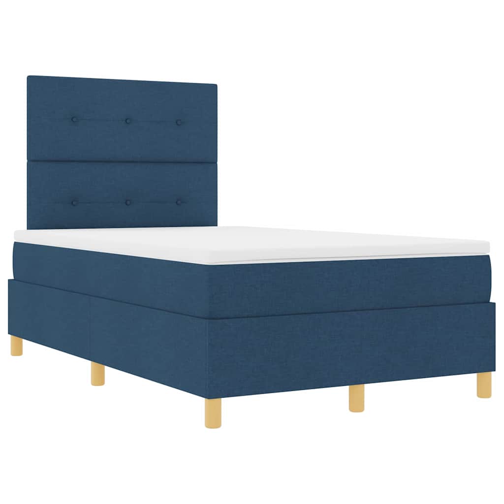 Led box spring ágy matracmal kék 120 x 190 cm szövet