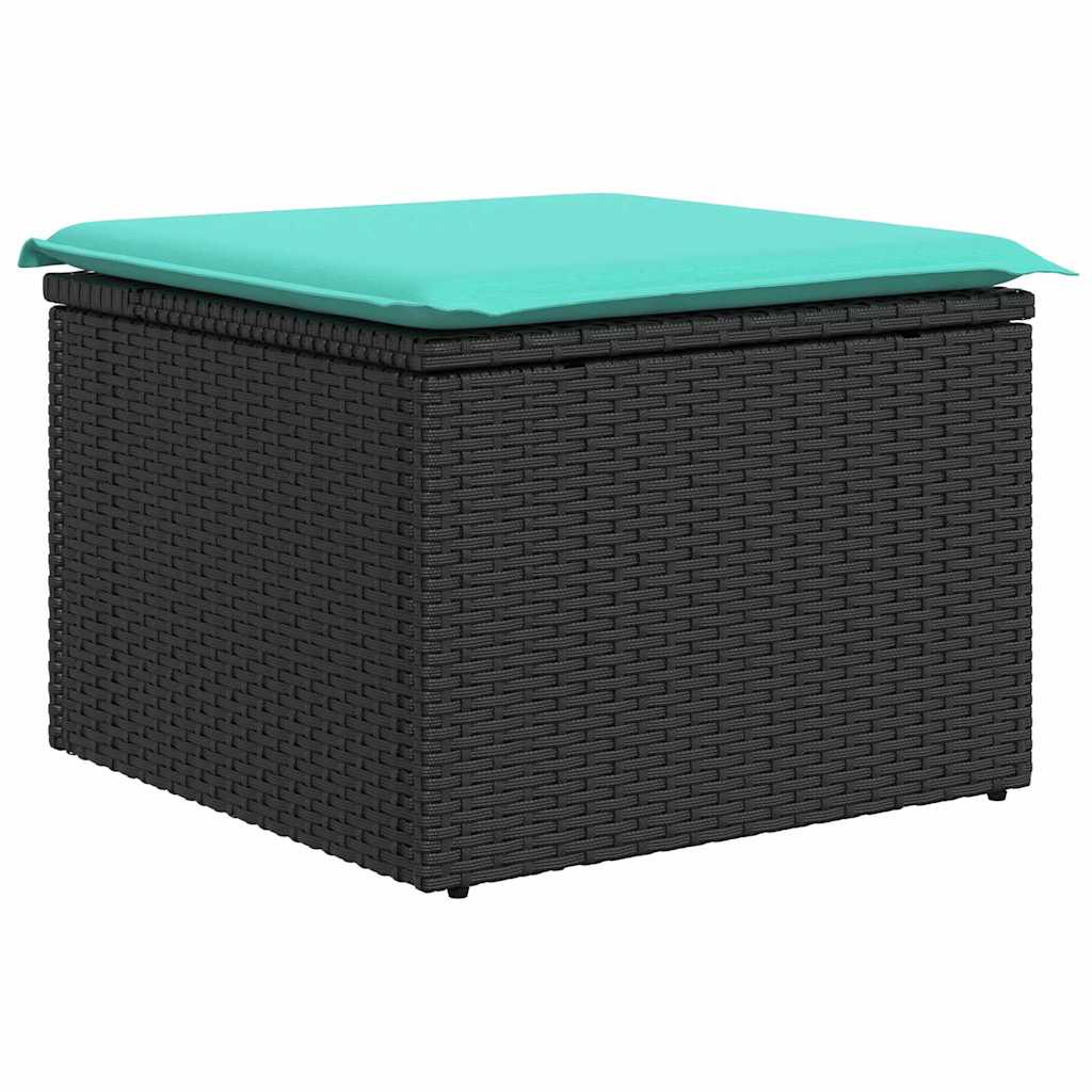 Kerti kanapé szett tárolóval 7 pcs fekete polirattan