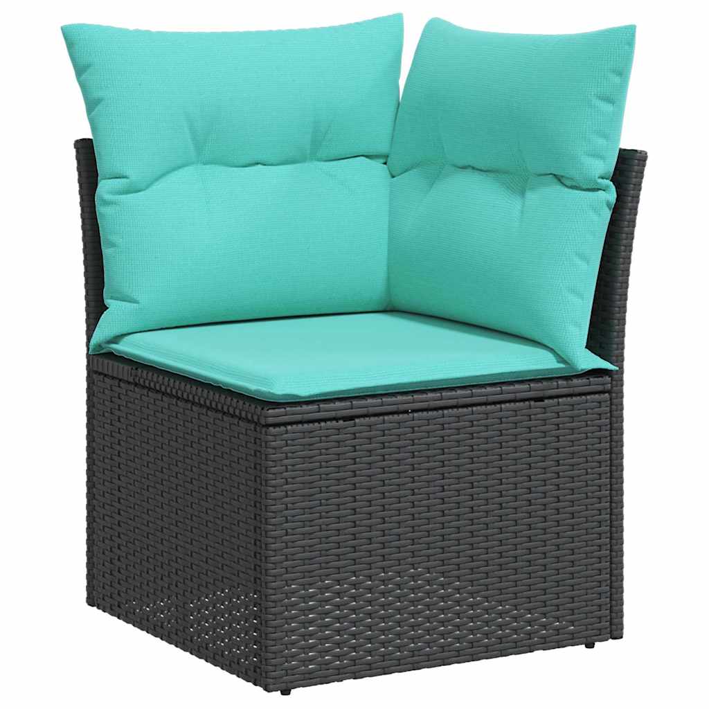 Kerti kanapé szett tárolóval 7 pcs fekete poli rattan