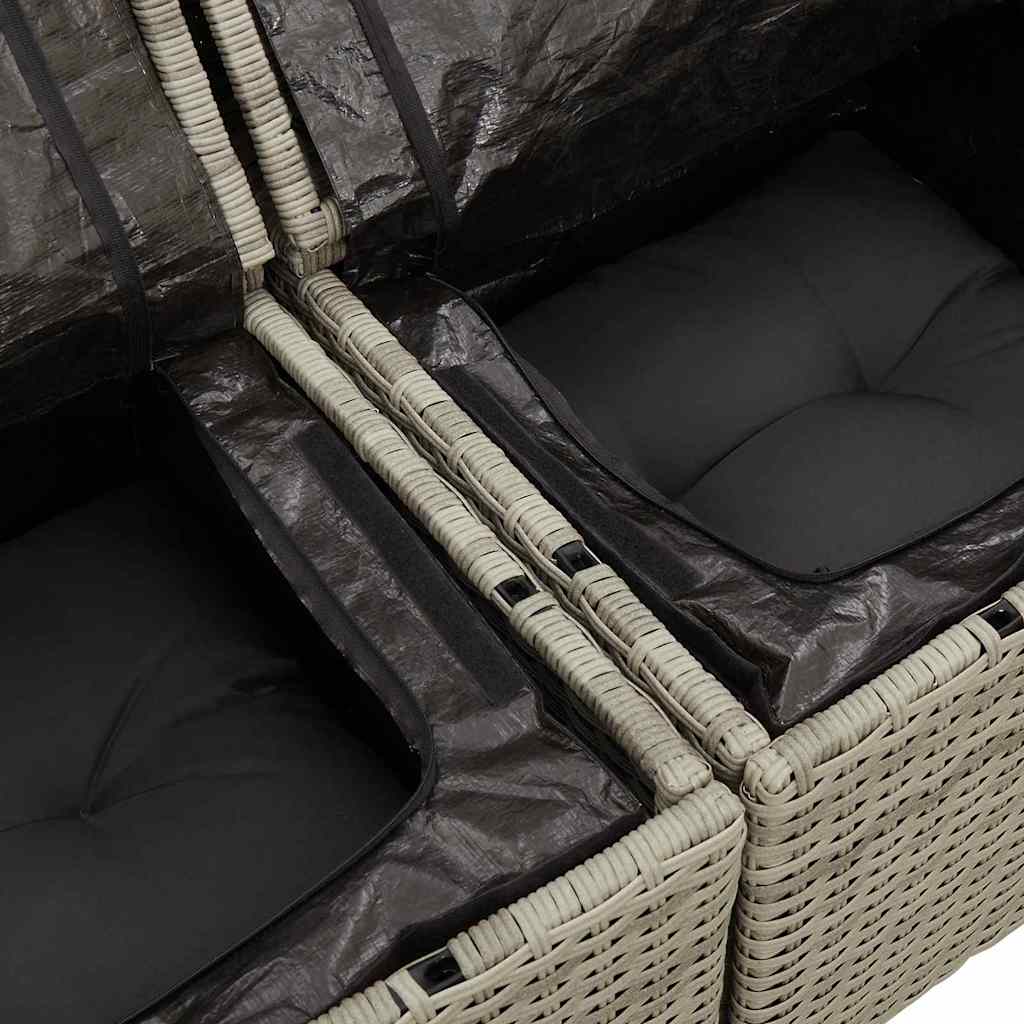 Kerti kanapé szett párnával 10 pcs világosszürke polyrattan