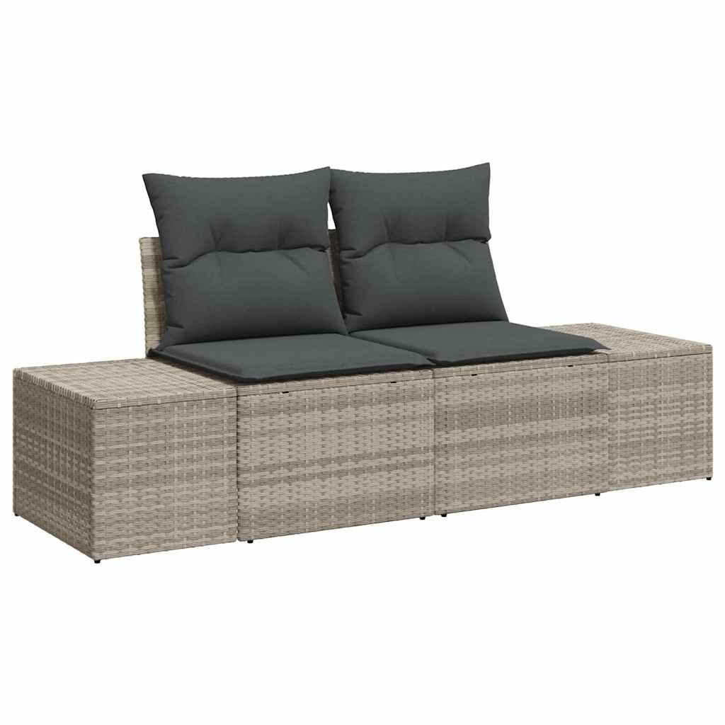 Kerti kanapé szett párnával 10 pcs világosszürke polyrattan