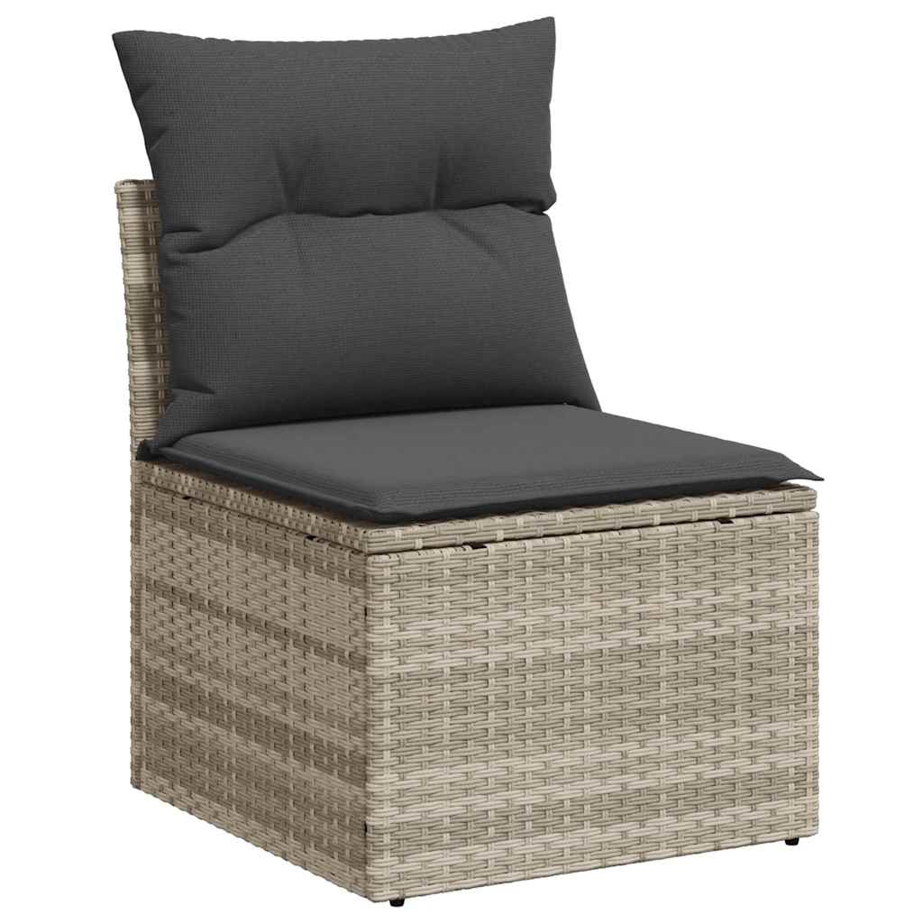 Kerti kanapé szett párnával 10 pcs világosszürke polyrattan