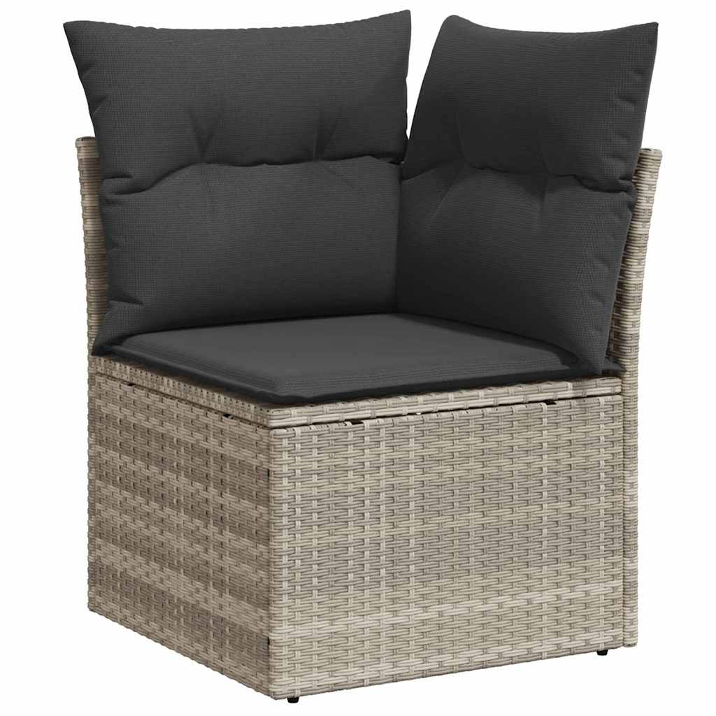 Kerti kanapé szett párnával 10 pcs világosszürke polyrattan
