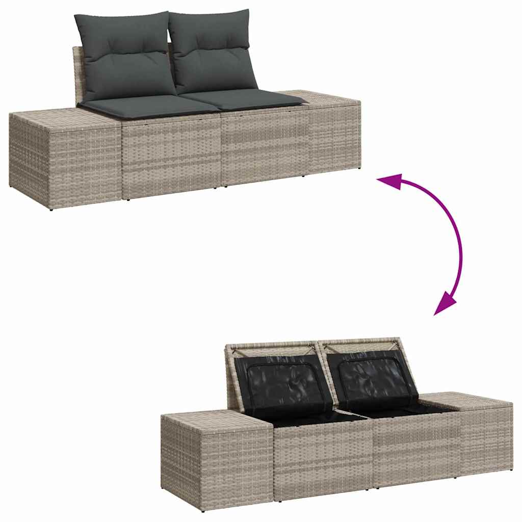 Kerti kanapé szett párnával 10 pcs világosszürke polyrattan