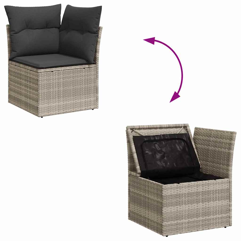 Kerti kanapé szett párnával 10 pcs világosszürke polyrattan