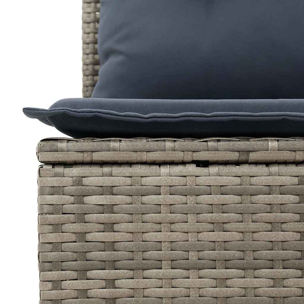 Kerti kanapé szett párnával tárolóval 8 pcs szürke poly rattan