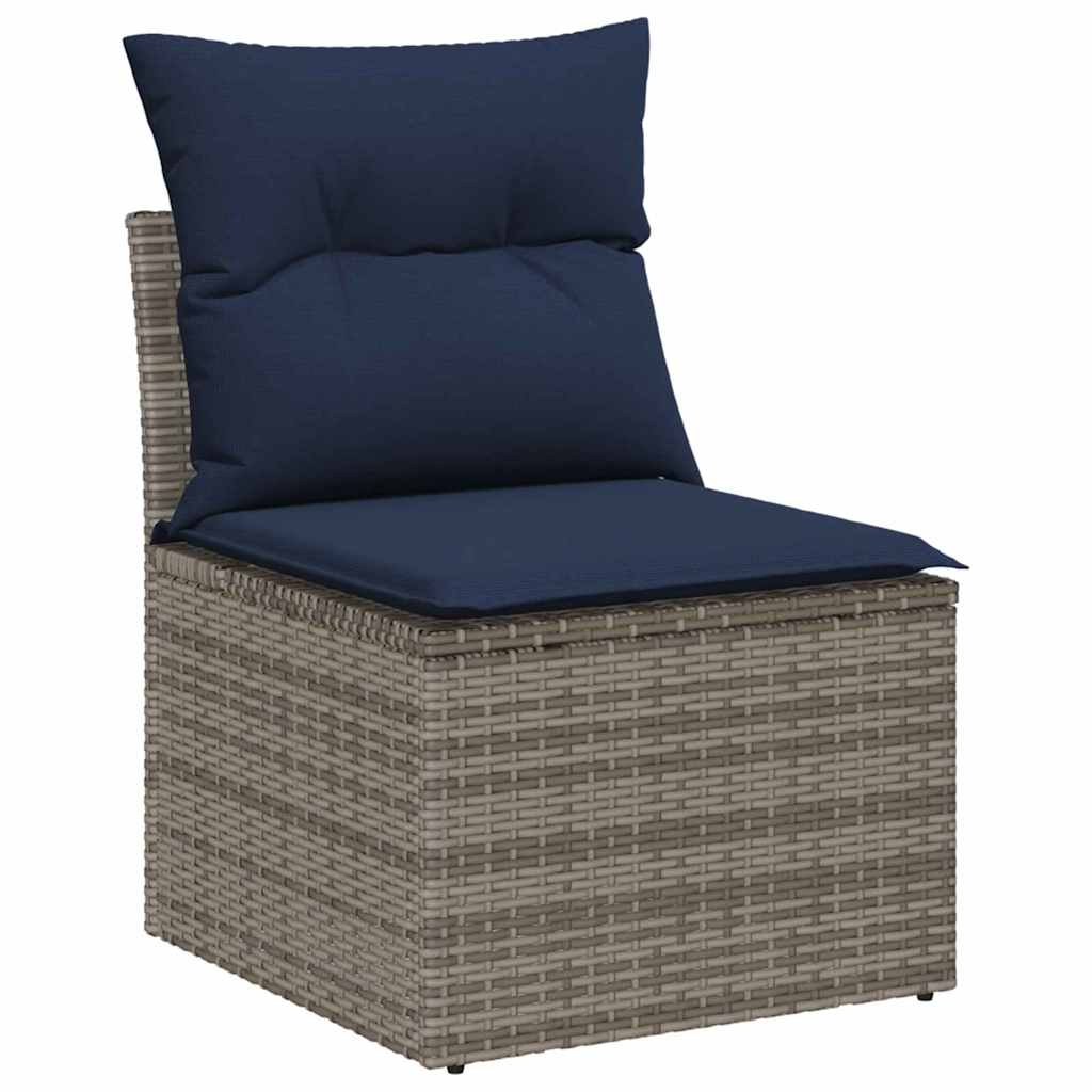 Kerti kanapé szett párnával tárolóval 8 pcs szürke poly rattan