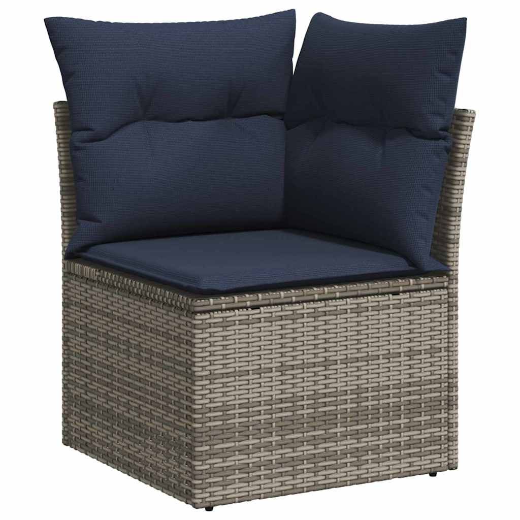 Kerti kanapé szett párnával tárolóval 8 pcs szürke poly rattan