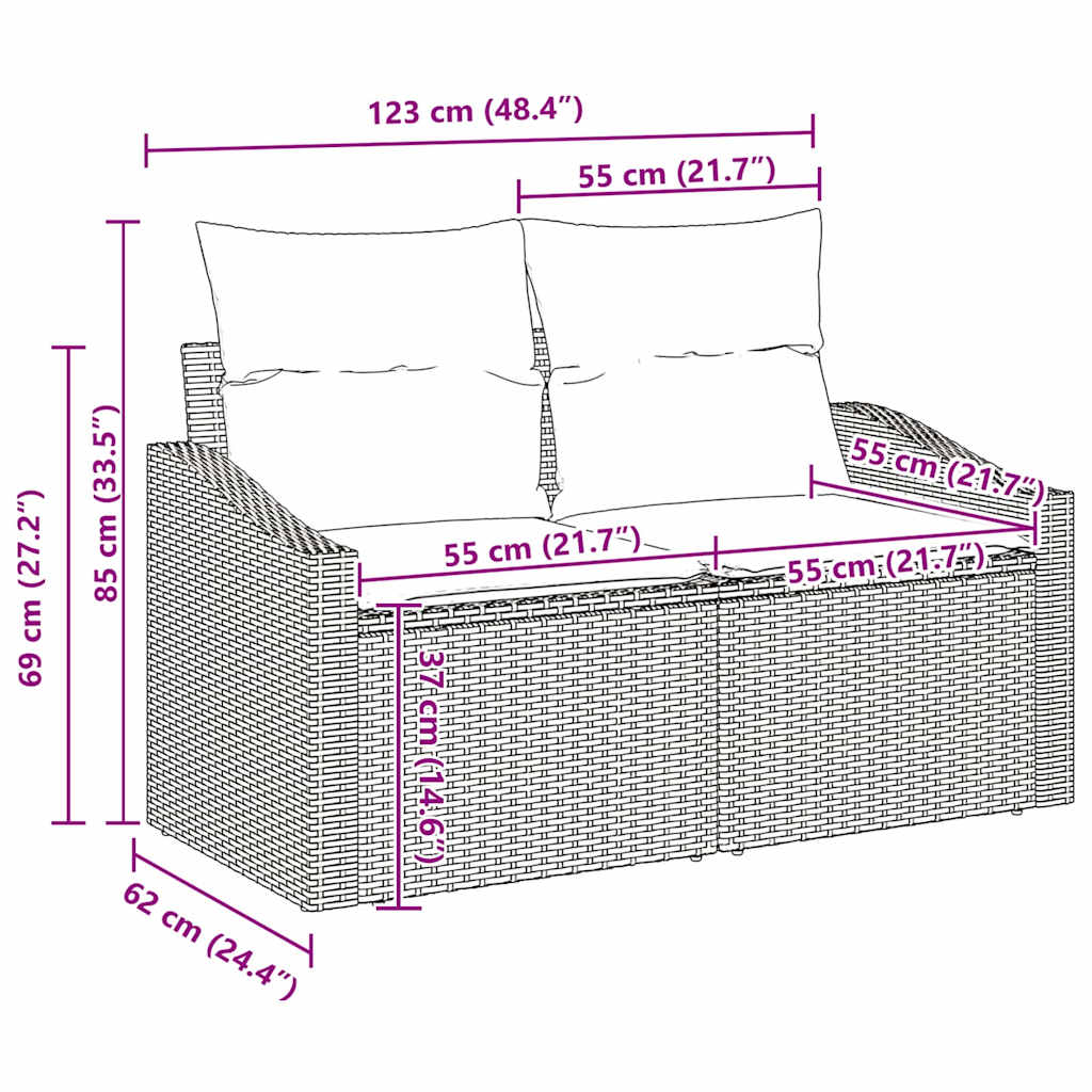 Kerti kanapé szett párnával tárolóval párnával 8 pcs szürke