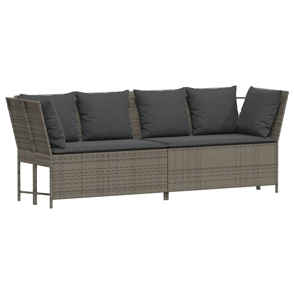 Szürke polyrattan kerti kanapé párnákkal