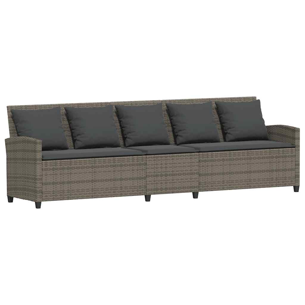 Szürke polyrattan kerti kanapé párnákkal