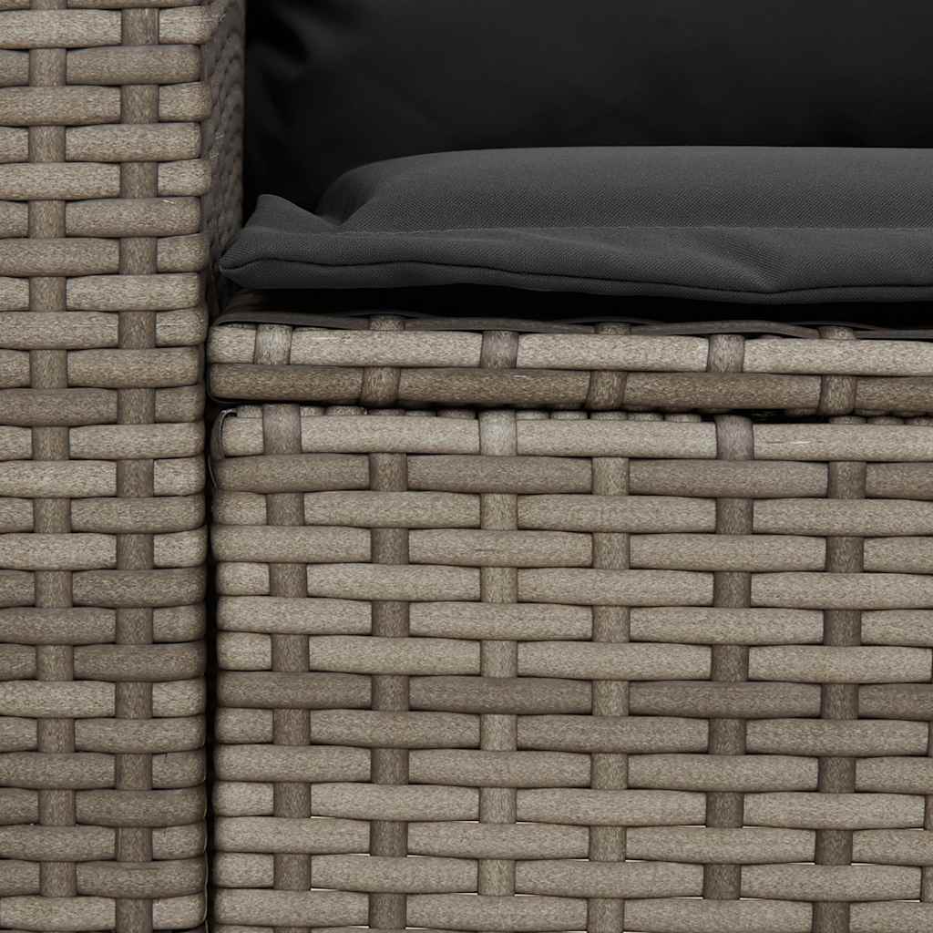 Szürke polyrattan kerti kanapé párnákkal