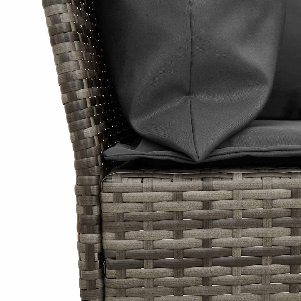 Szürke polyrattan kerti kanapé párnákkal