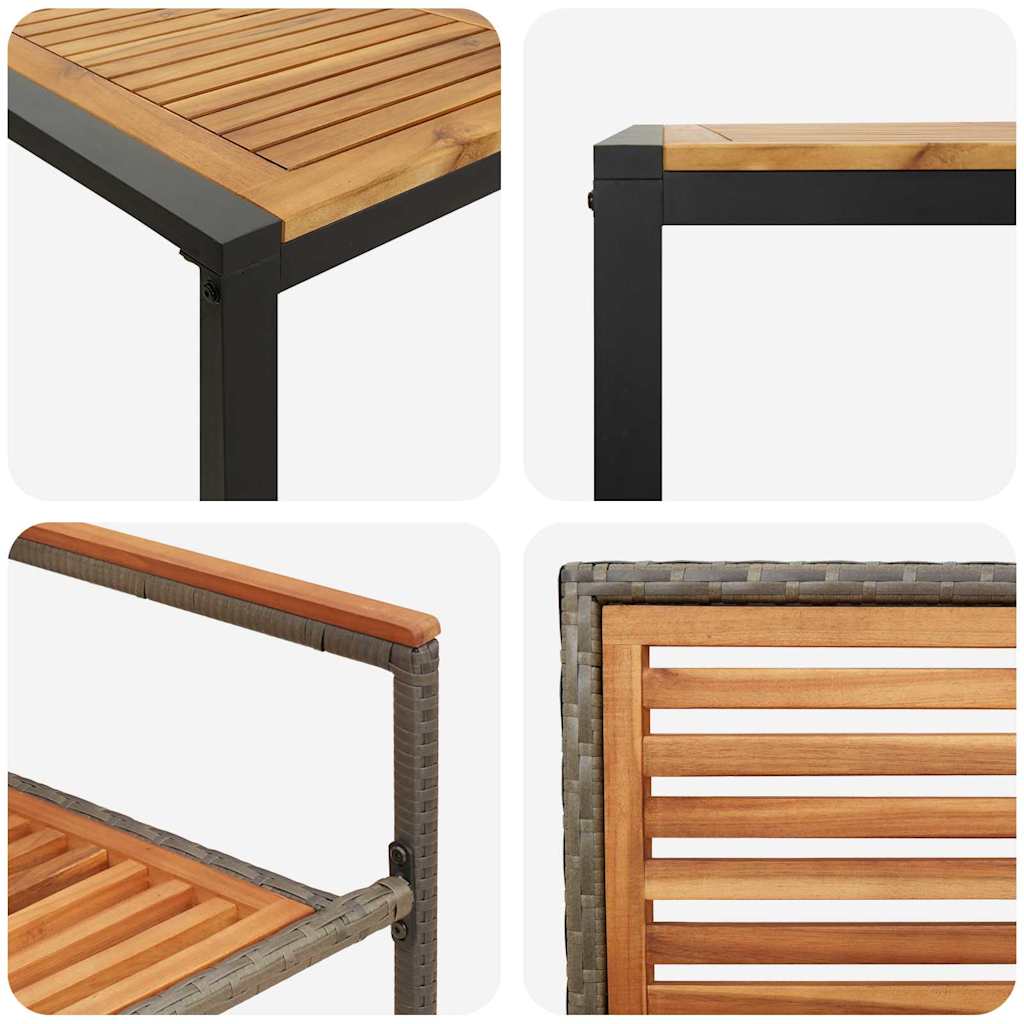 Kert étkező szett 7 pcs szürke és barna polirattan