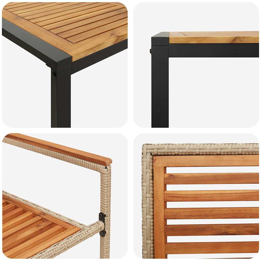 Kert étkező szett 7 pcs beige és barna polirattan