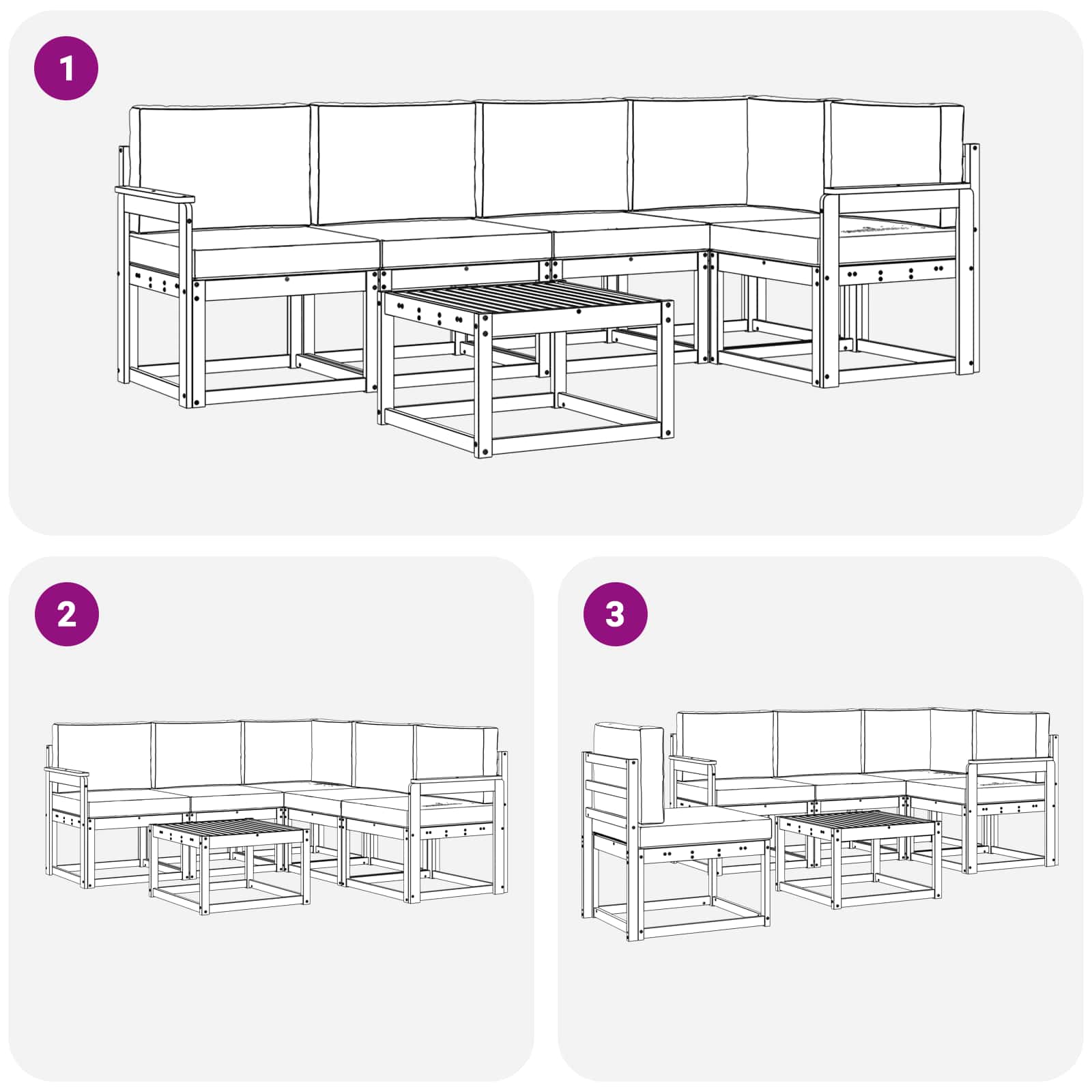 Kanapé szett párnával 6 pcs természetes és bézs